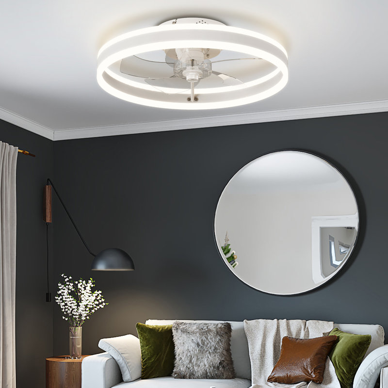 Heui Bladeless Ceiling Fan with Light, White, 15.7", 1 Pack