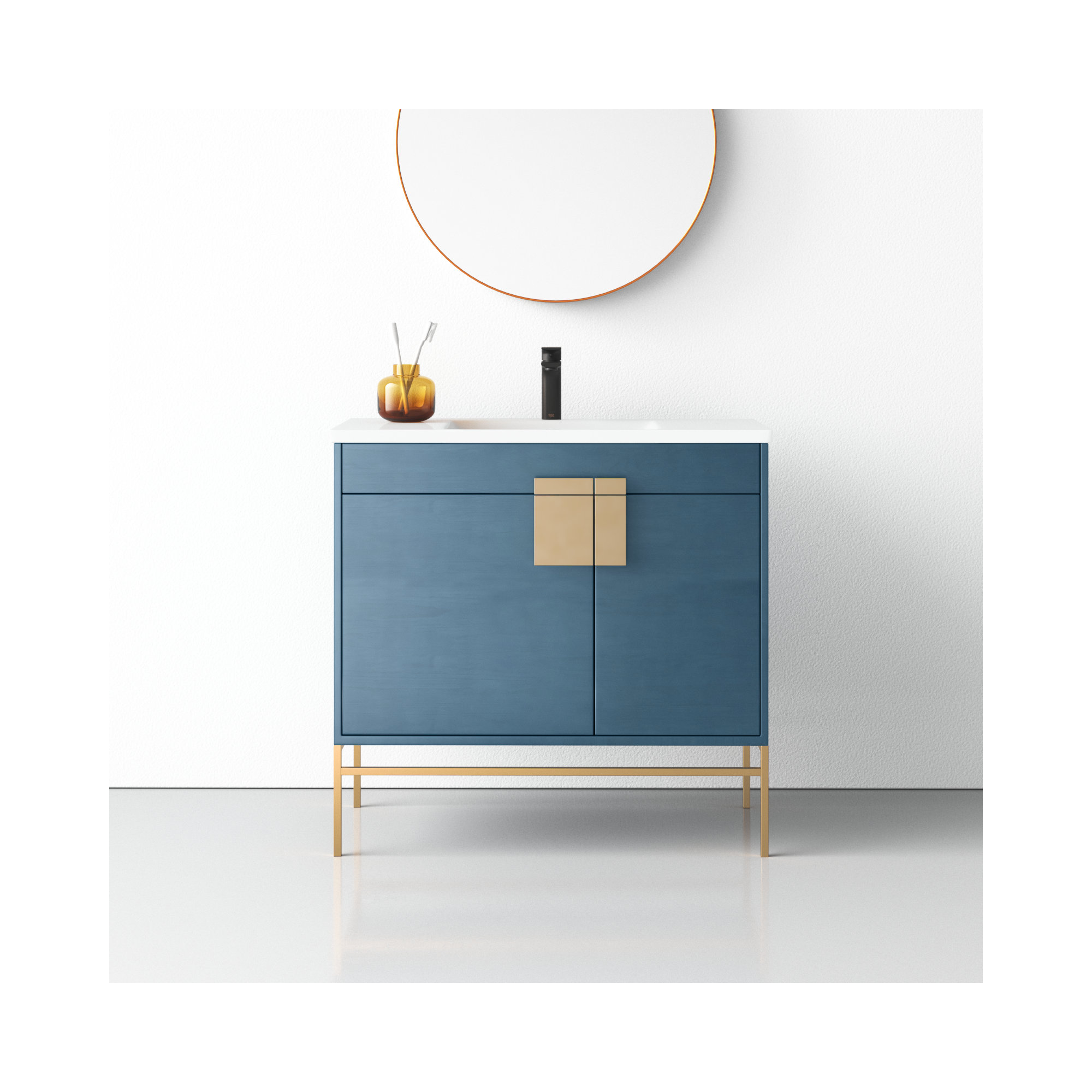 Maisie 36'' Single Bathroom Vanity, French Blue, Satin Brass