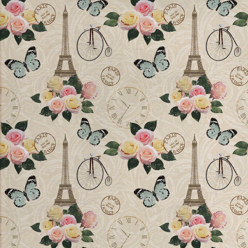Tissu shabby en tour french eiffel, l 58 po x L 180 po
