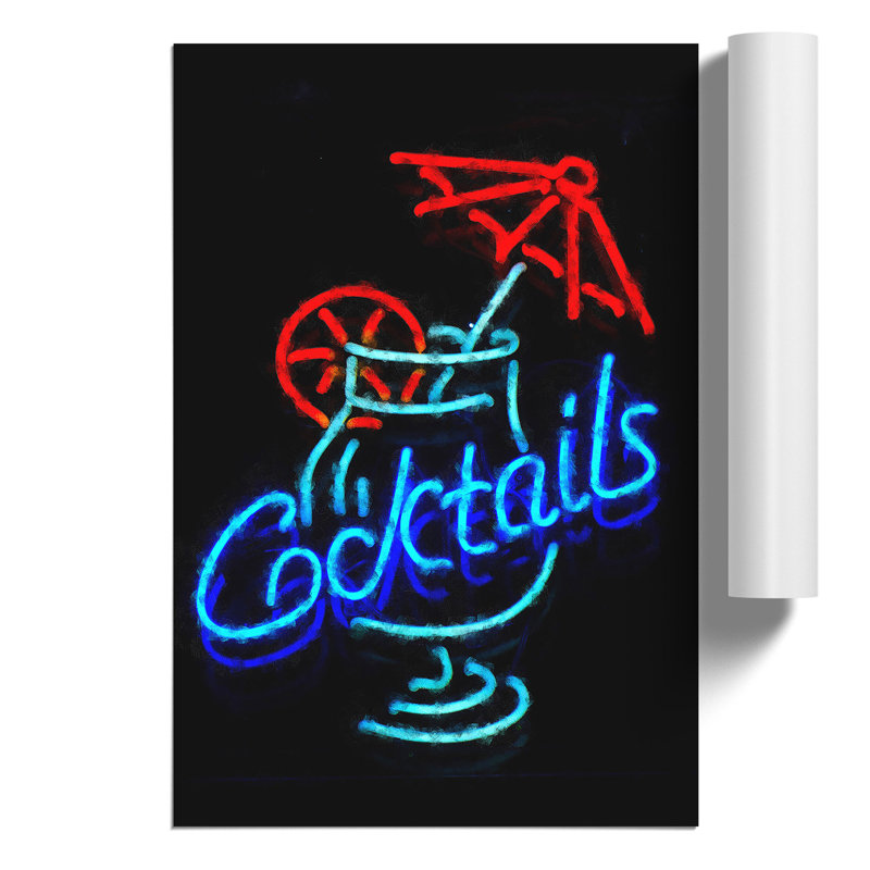 Cocktails Sign Painting - Frameless Print, 59cm H x 42cm W x 0.1cm D