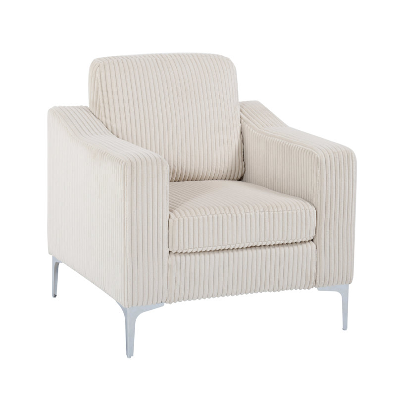 Accoudoir modulaire convertible en velours côtelé à une place Corduroy, Beige