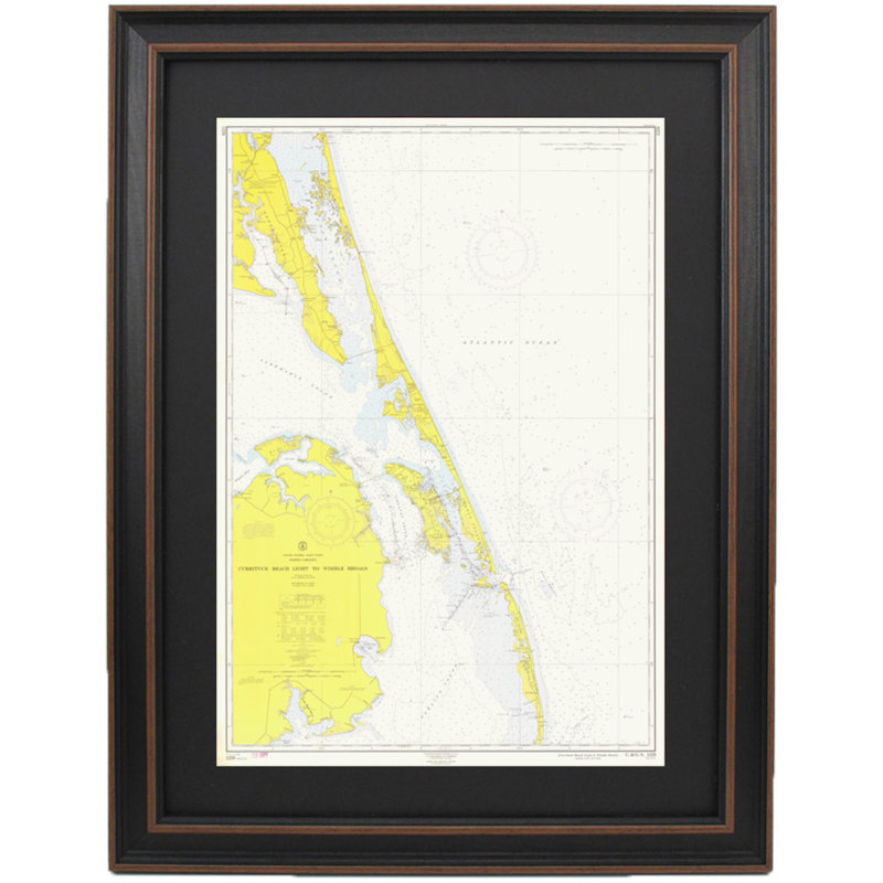 Outer Banks; Currituck Beach Light To Wimble Shoals, 1961 | Vintage Nautical Chart | Framed Print, 24'' H x 17" W