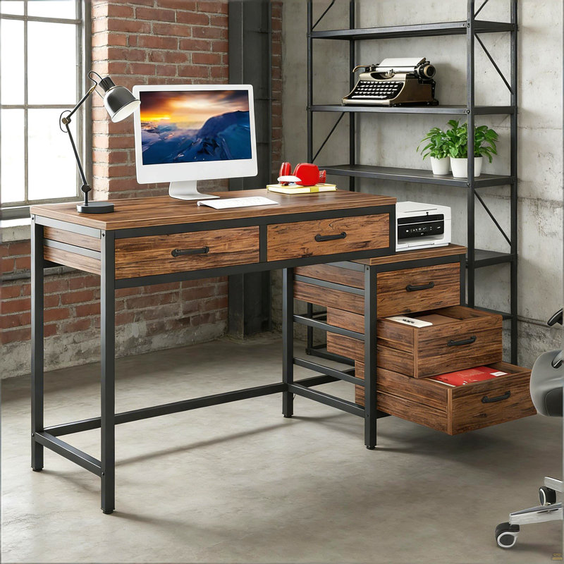 Bureau de style industriel, bureau d'ordinateur, table d'écriture