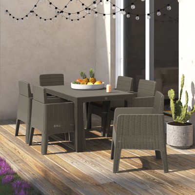 Crutchfield 6 - Person Patio Dining Set with Rectangular Table , Cushions Included
