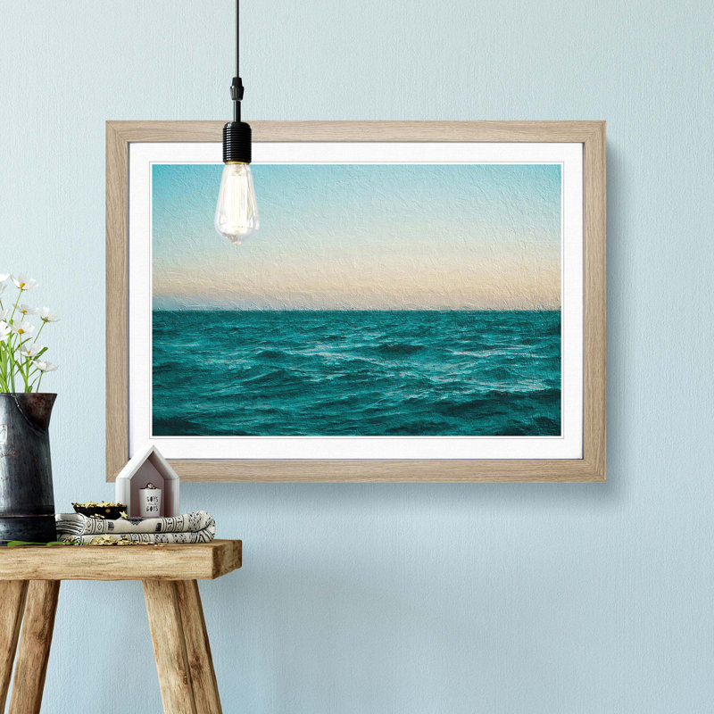 Ocean Stripe - Framed Print, 36cm H x 48cm W x 2cm D, Oak Framed