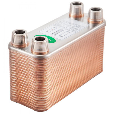 Heat Exchanger 3"x7.5" 40 Plates Brazed Plate Heat Exchanger 316L 3/4" MPT Heat Exchanger B3-12A Beer Wort Chiller for Hydronic Heating