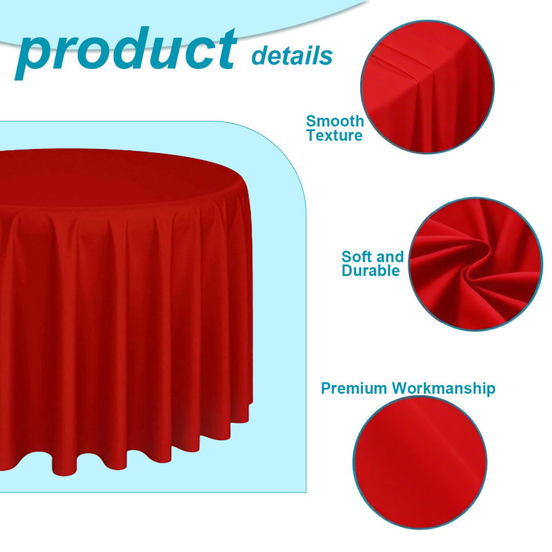6 pièces / paquet de nappes rondes en polyester sans soudure de 132 pouces, parfaites pour un usage quotidien, les cuisines de restaurant et diverses décorations de table, ces articles durables et faciles à installer sont parfaits pour tout décor