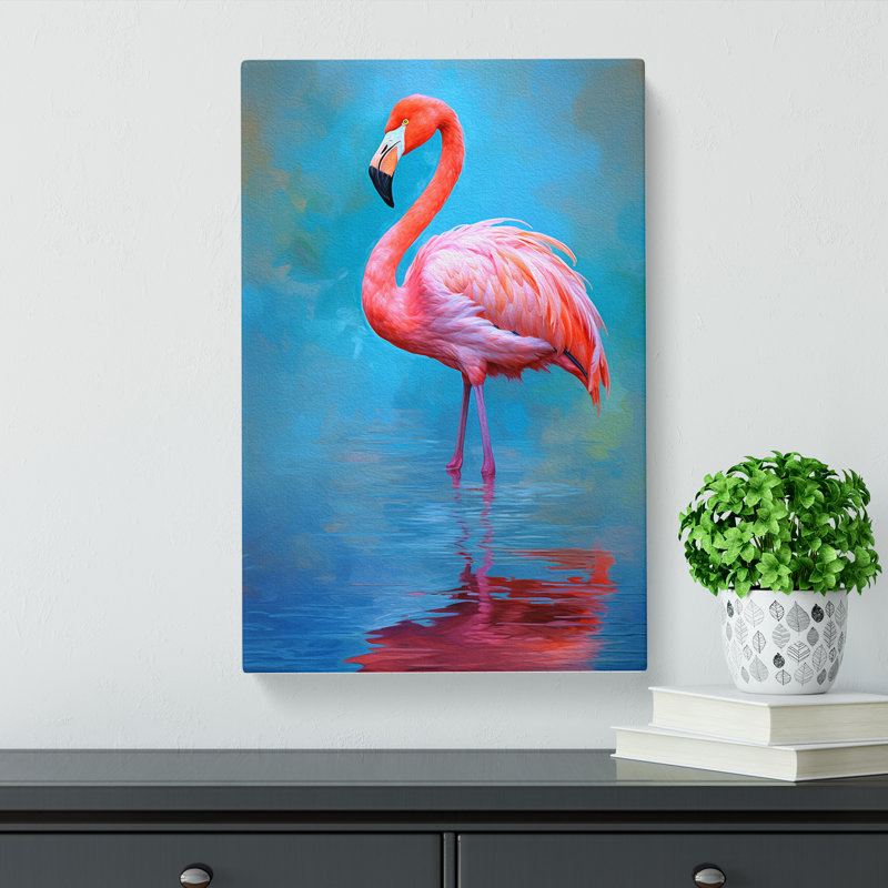 Flamingo Impressionism - Wrapped Canvas, 76cm H x 50cm W x 3cm D
