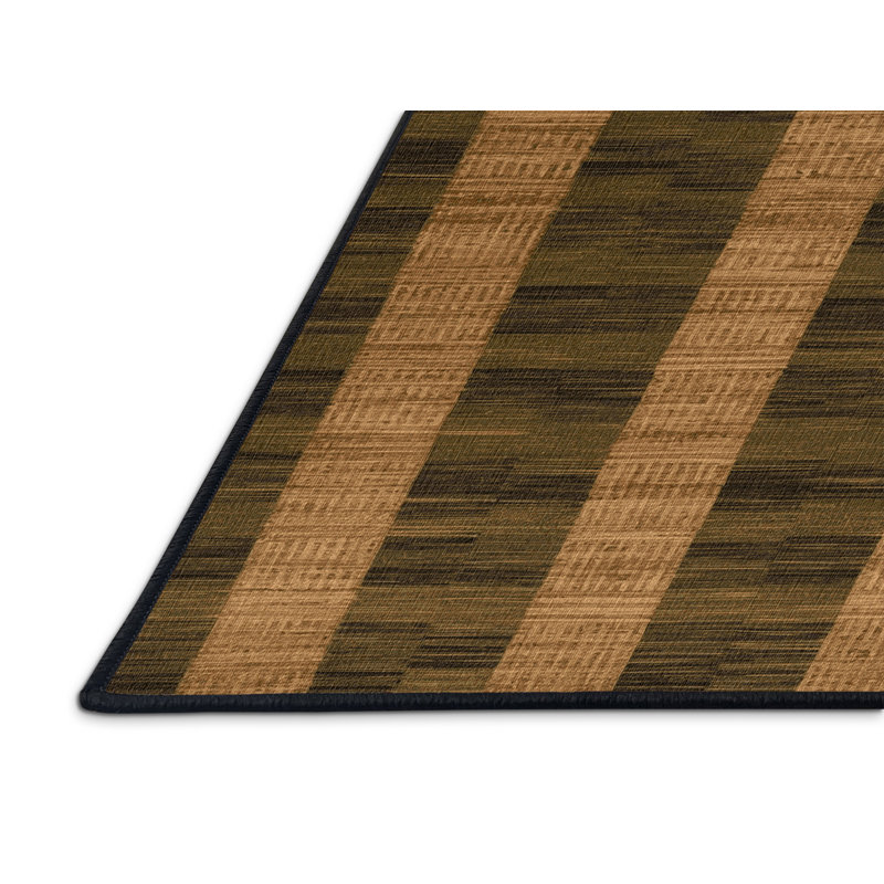 Tapis brun à carreaux lavable à la machine, Rectangle 4 pi x 6 pi