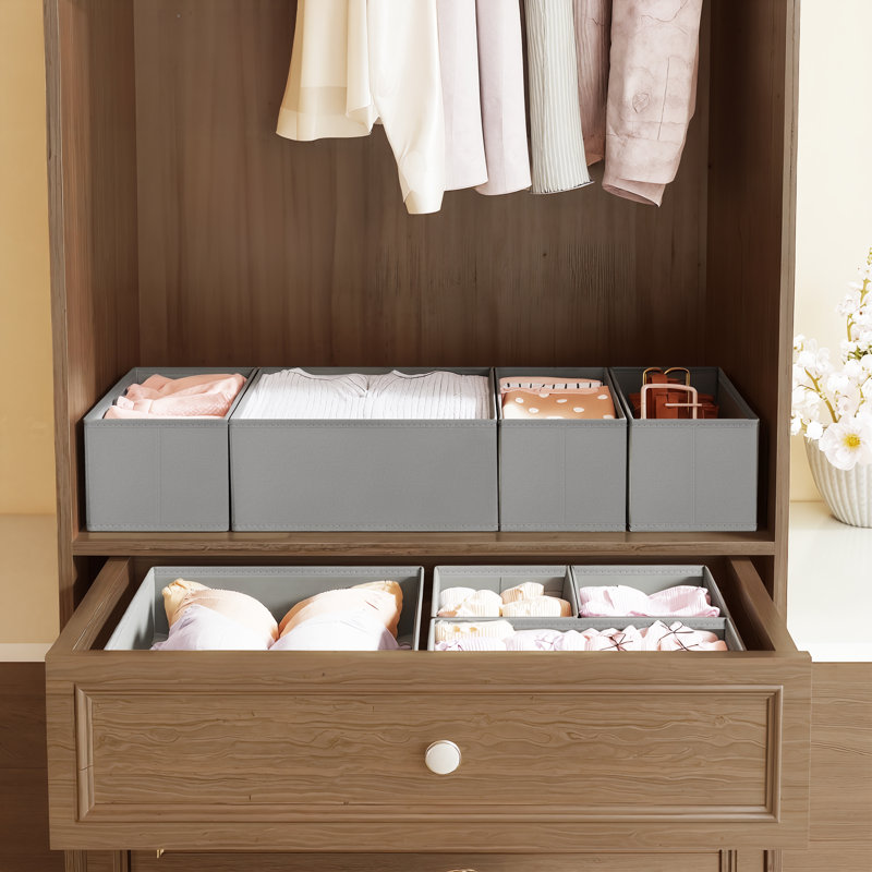 Drawer Organizers, Dresser Divider Organizers, Set Of 12, Foldable Fabric Storage Boxes For Socks, Underwear, Bras, Ties