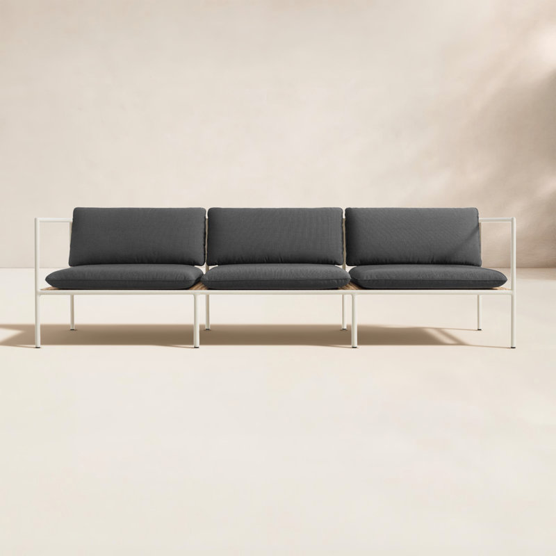 Dog Days Outdoor 3 - Seat Patio Sofa, Sunbrella Coal, White
