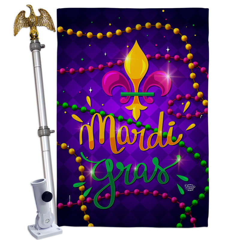 Double Sided 40'' H x 28'' W Polyester Mardi Gras Flag Set
