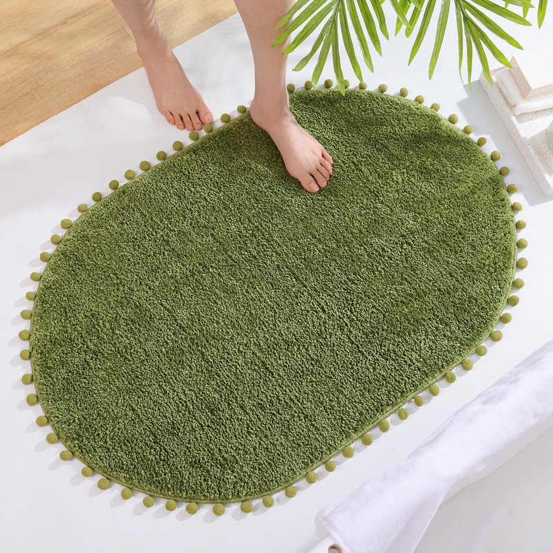 Tapis ovale avec tapis de bain Yyddeo, Simple - L 30 po x l 20 po, Vert olive