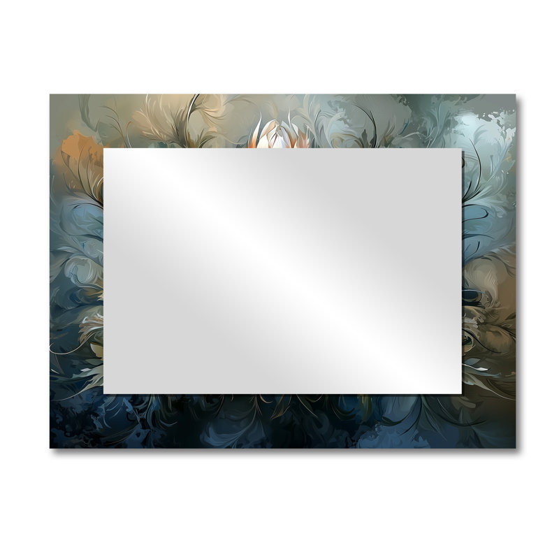 «Winter Thistle Song» Harmony I - décoration murale miroir floral - imprimé sur métal, 30" x 40"
