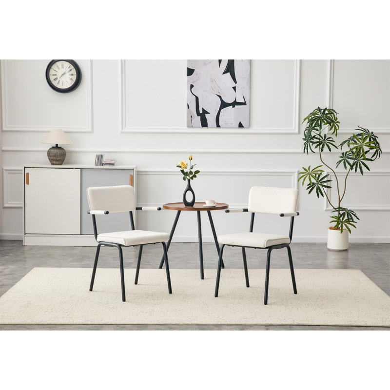 Ensemble de 2 chaises de salle à manger, chaises de salle à manger rembourrées avec tissu en velours doux et doux pour la peau, accoudoirs suspendus à la table, pieds en métal avec revêtement en aérosol (ensemble de 2)