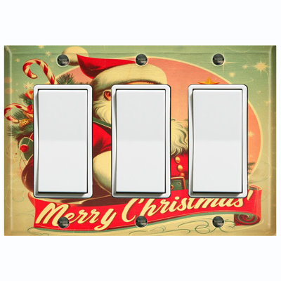 Plaque murale standard à 3 interrupteurs à bascule Merry Christmas