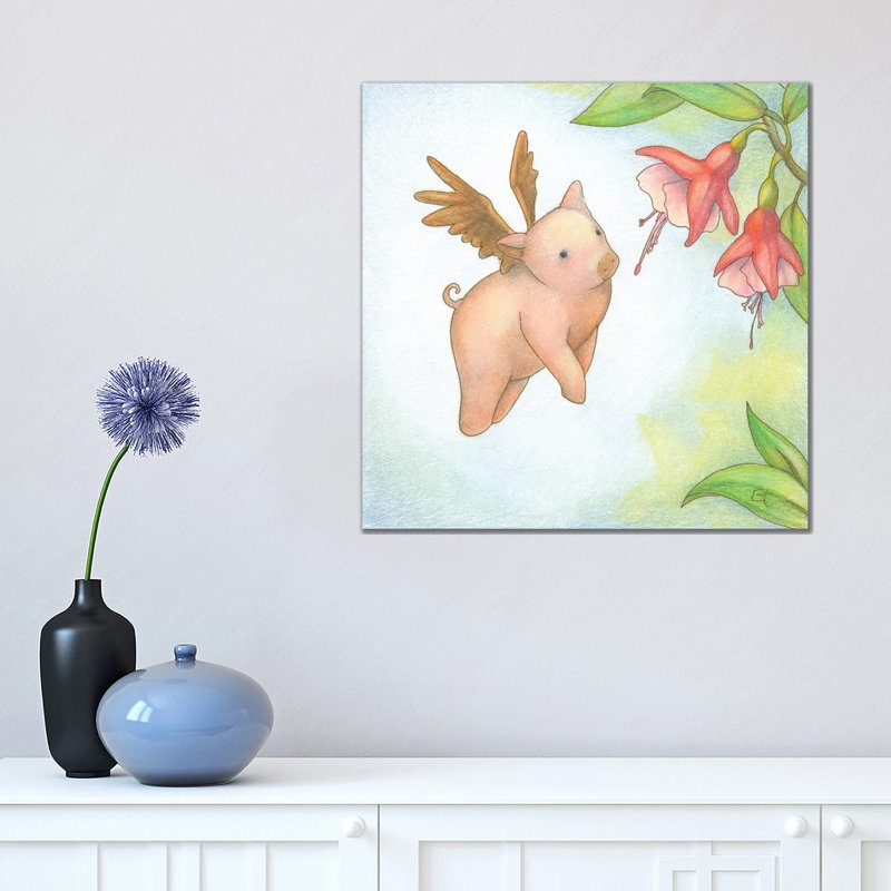 Humming Pig - Wrapped Canvas Painting, 45.72 cm H x 45.72 cm W x 3.175 cm D