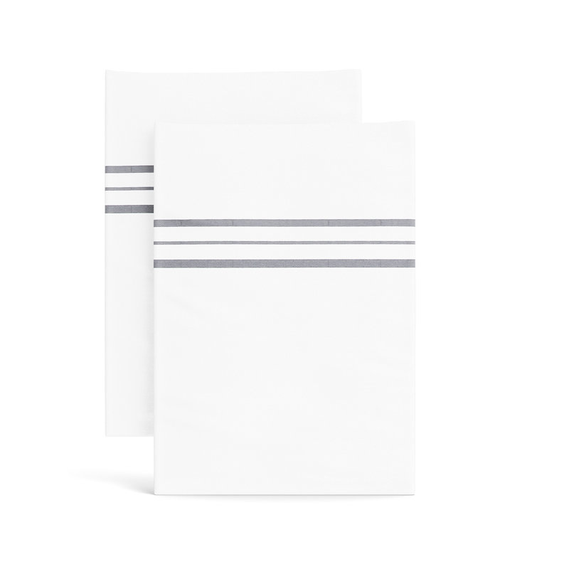 Paire de taies d'oreiller Orleans, Blanc gris, Taie d’oreiller standard