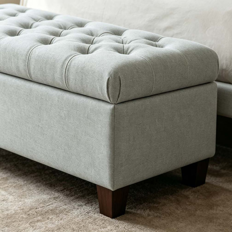 Banc de rangement avec repose-pieds 50,25 po, Bleu pastel