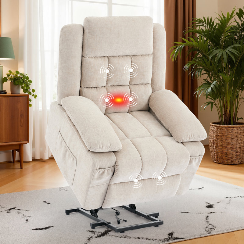 KORSER Power Lift Recliner Chairs, Recliner With Heat And Massage, Electric Recliner Chair For Elderly With Side Pockets
