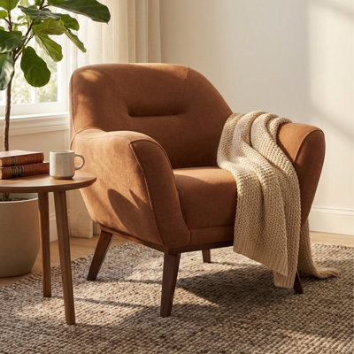 Mid-Century Modern Accent Chair With Rounded Arms