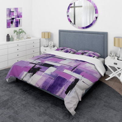 Tachisme Purple Cubism Brush 3 - Tachisme Duvet Cover Set