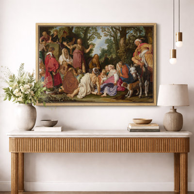«Jesus Teaching the Crowd», œuvre d'art biblique, images de salon, impression sur toile encadrée.