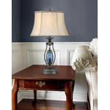Revere Gunmetal Table 27" Gunmetal with Blue or Clear Glass Fount Table Lamp