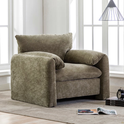 Fauteuil d'appoint simple surdimensionné en chenille l 38,6 po Chenille