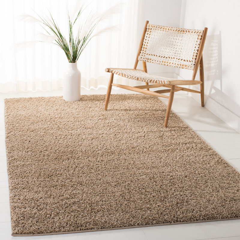 Helsel Shag Performance Machine Washable Solid Color Rug, Rectangle 5'1" x 7'6"