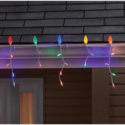  Platinum LED C9 Multicolored 70 ct Icicle Christmas Lights 9 ft.