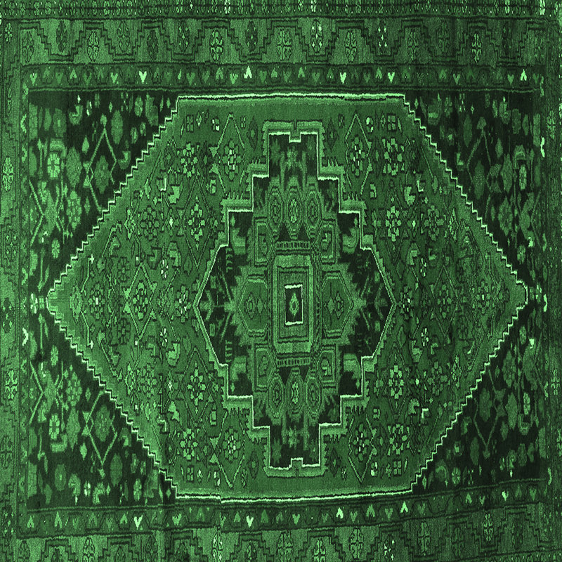 Tapis traditionnels lavables à la machine vert émeraude Traditional, Carré 5 pi