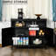 Buffet pour le salon, le vestibule ou le bar à café, armoire noire avec tablettes réglables et 2 portes, construction, l 41,75 po x P 17,75 po H 35,5 po