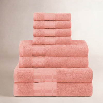 8-Piece Geometric Border Cotton Towel Set
