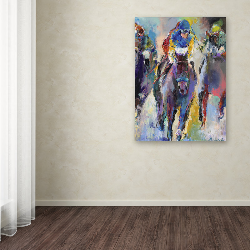 « jockeys », reproduction sur toile, H 19 po x l 14 po x P 2 po, Pas de tapis, Toile tendue