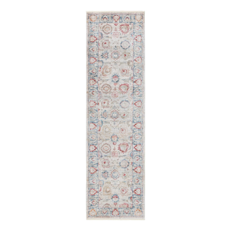 Ashaureah Kylee Traditional Ivory/Red/Blue Area Rug