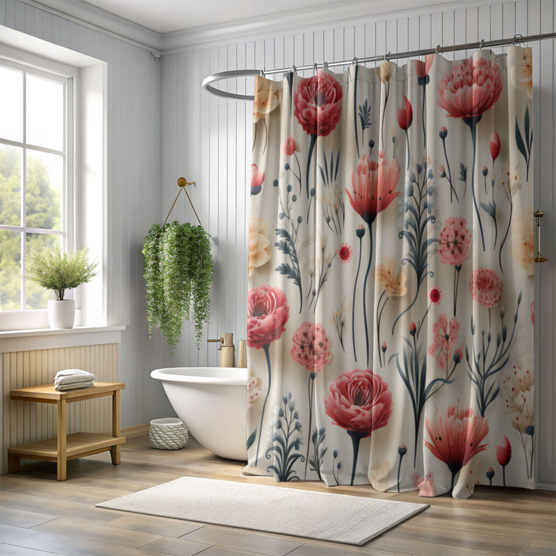 Fresh Carnation - Rideau de douche Premium, H 74 po x l 71 po