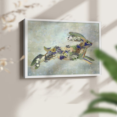 Fantastic Florals Hare, Courir - Reproduction encadrée - Restickable