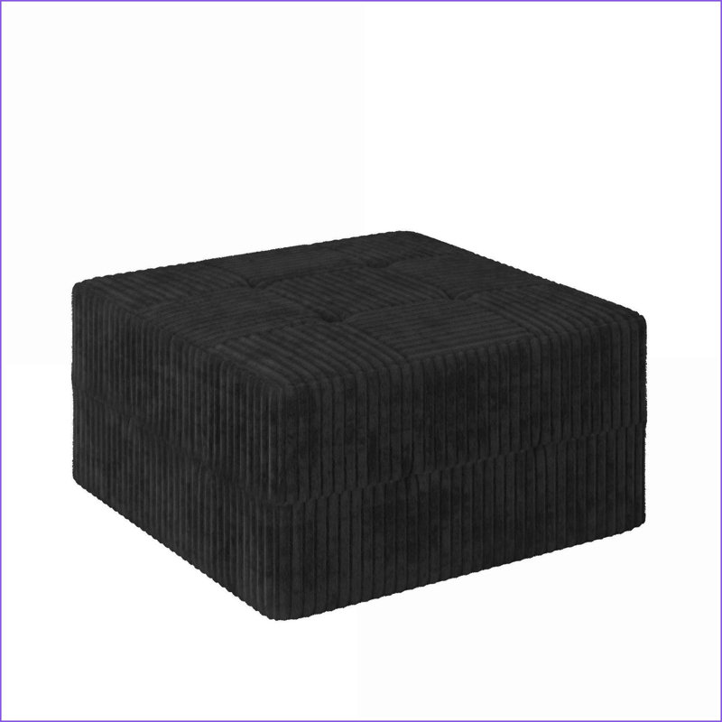 Canapé-lit modulaire avec repose-pieds, canapé-lit en éponge moderne minimaliste - noir | Rembourré de mousse, sans assemblage