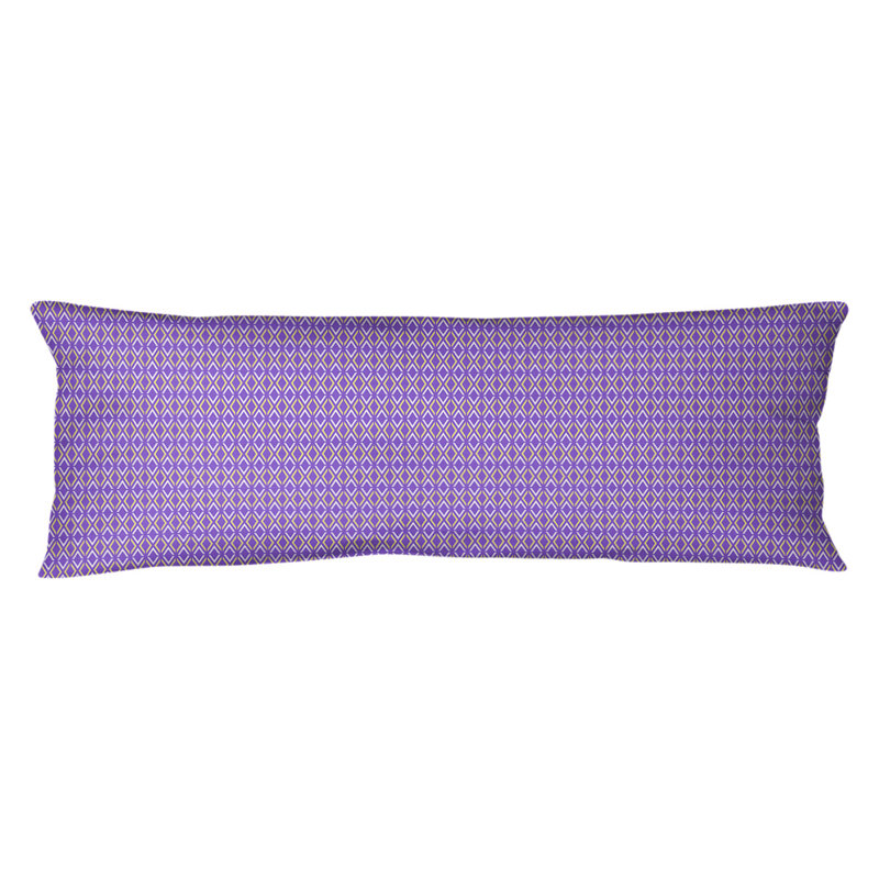 Coussin lombaire à losanges arrow, Bourre en polyester, Molleton moelleux, Mauve / Jaune