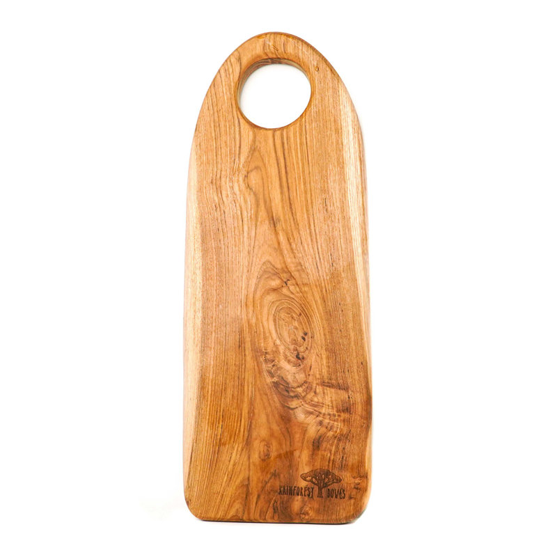 Longue planche à découper rectangulaire en bois de teck (15,75 po x 6 po)
