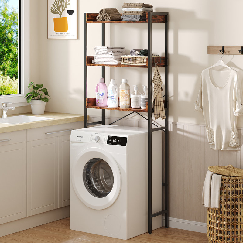 Manufactured Wood,Metal Freestanding Bathroom Shelves, Brown