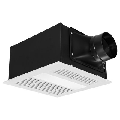 Ventilateur de salle de bain pour la salle de bain avec lumière et chauffage, évent de salle de bain 80-90-110 CFM 1500W, ventilateur de plafond à moteur à courant continu à faible bruit 1,5 Sones pour salle de lavage, salle de rangement, ventilation domestique, blanc