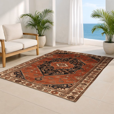 Tapis d'intérieur et d'extérieur brun Persian