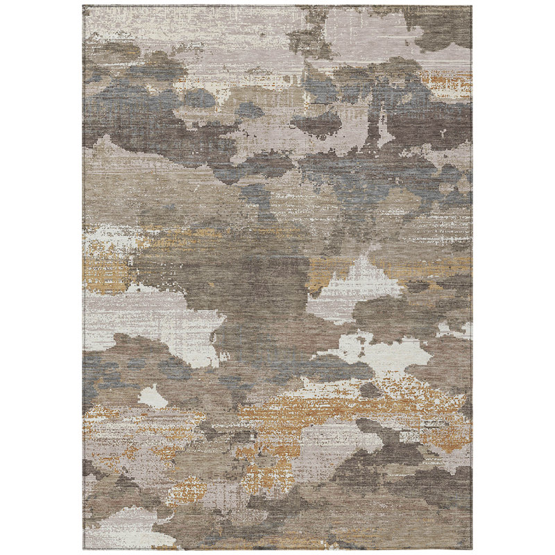 Machine Washable Indoor/Outdoor Chantille ACN2434 Abstract Rug, 2'6" x 3'10", Brown