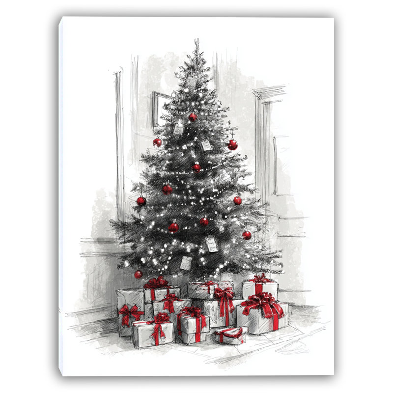 Merry Morning Christmas Tree Decor Wrapped Canvas Wall Art