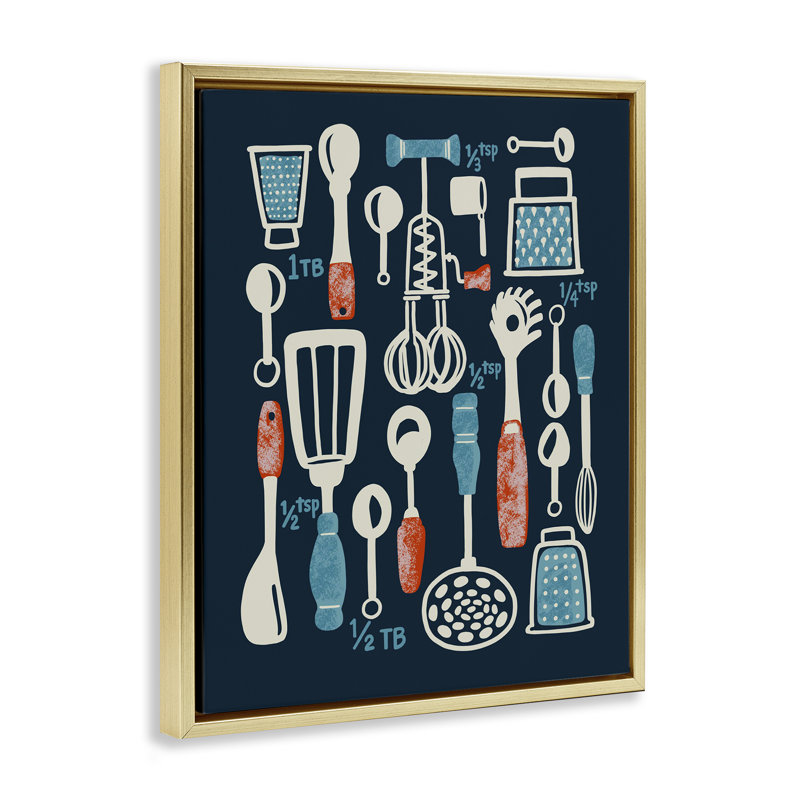 Art mural en toile flottante Kitchen Kitchen Utensils, design par Connie Summers, H 21 po x l 17 po