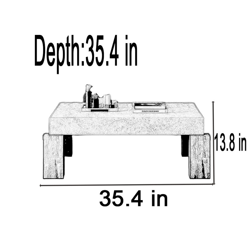 Table basse Nordic, H 13,8 po x L 35,4 po x l 35,4 po