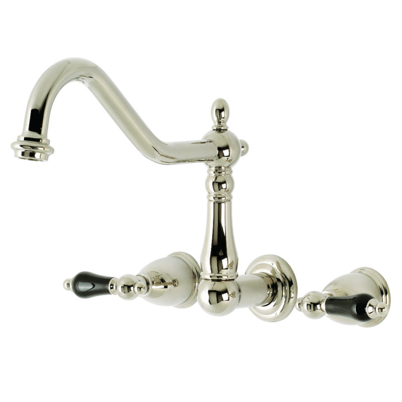 Kingston Brass Duchess Two-Handle 3-Hole Wall Mount Roman Tub Faucet, Polished Nickel