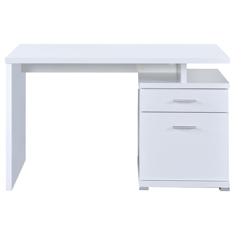 Bureau réversible blanc à 2 tiroirs, Blanc